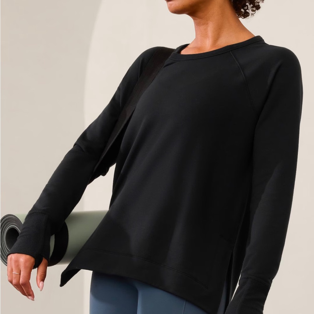 Athleta Women’s Coaster Luxe Recover Sweatshirt Black Size Large/Petite NWT